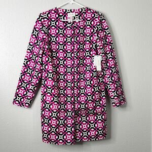 Laundry by Shelli Segal Geometric Longline Jacket Women’s 10 Fuchsia NWT